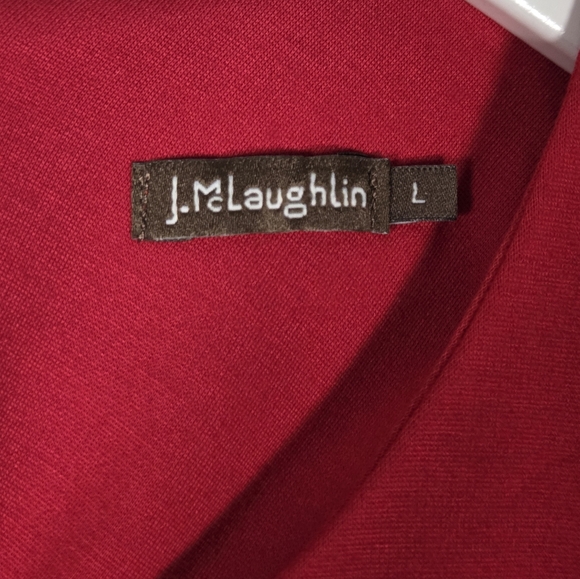 NWOT J McLaughlin Dress Red Holiday Christmas Stretch Pullover Pockets Size L - Picture 4 of 5